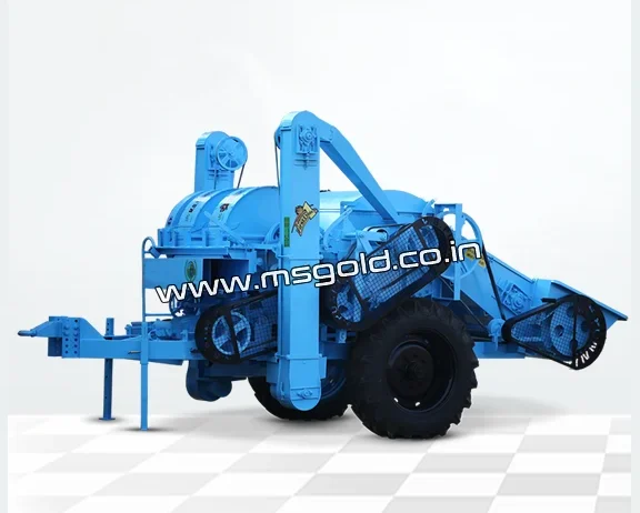 Efficient threshing machine with minimal grain loss.